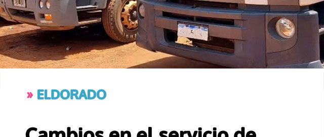 ELDORADO:  Cambios en el servicio de recolección por las fiesta