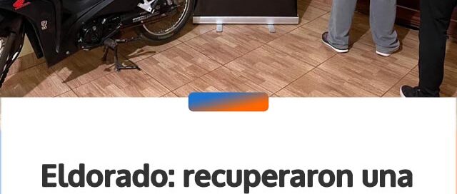 Eldorado: recuperaron una moto robada en Puerto Esperanza y detuvieron a un sospechoso